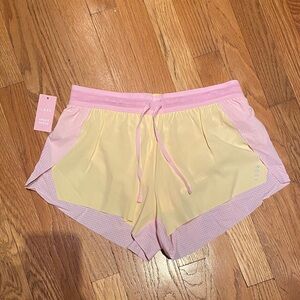 LSKD x Grace Grove Accelerate Mid-Rise Running Shorts - Lemon & Marshmallow